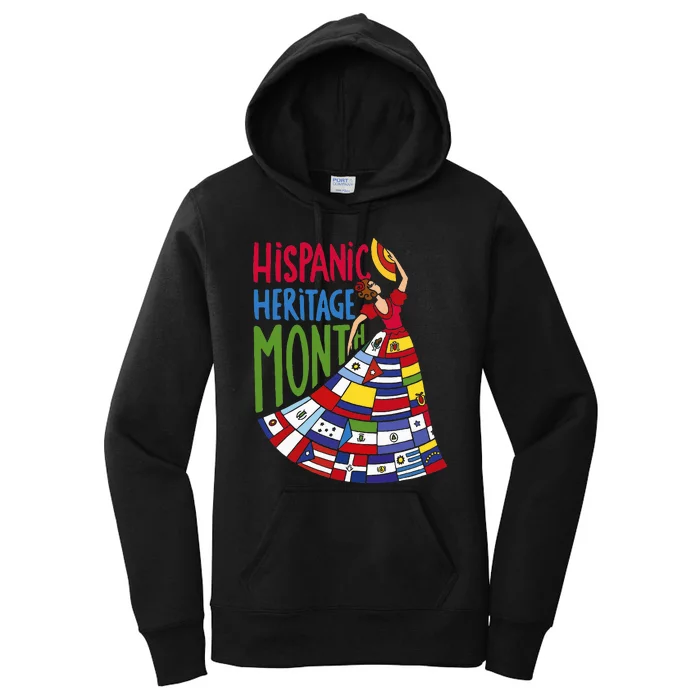 National Hispanic Heritage Month Celebration Flags Women's Pullover Hoodie