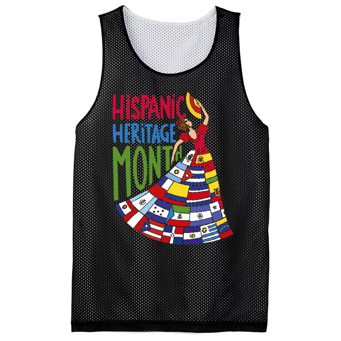 National Hispanic Heritage Month Celebration Flags Mesh Reversible Basketball Jersey Tank