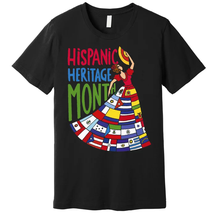 National Hispanic Heritage Month Celebration Flags Premium T-Shirt