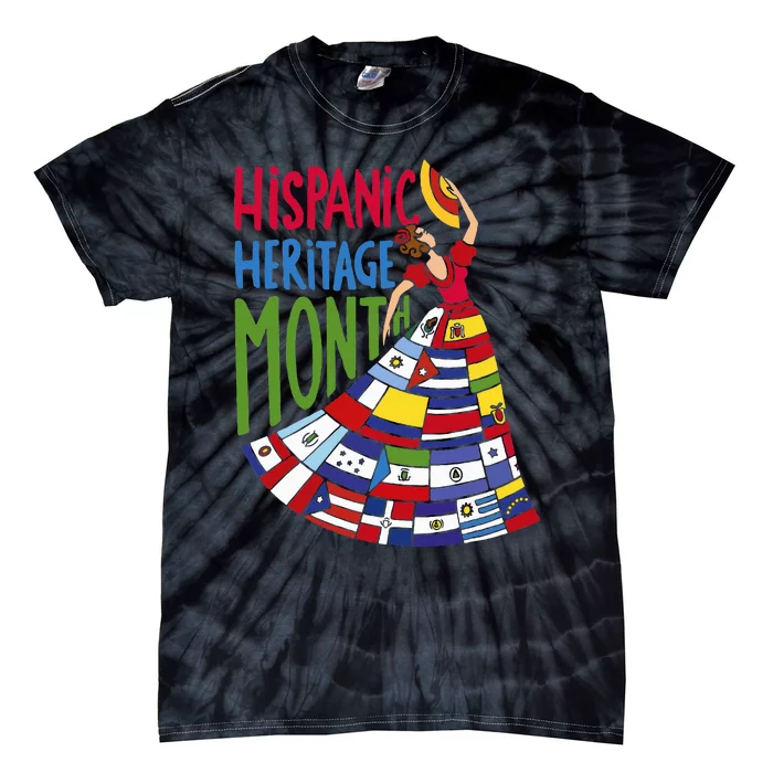 National Hispanic Heritage Month Celebration Flags Tie-Dye T-Shirt