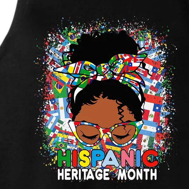 National Hispanic Heritage Month Latina melanin Messy Bun Ladies Tri-Blend Wicking Tank