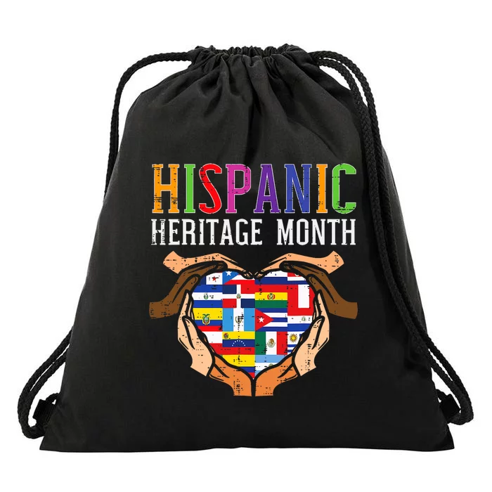 National Hispanic Heritage Month Sunflower Countries Flags Drawstring Bag