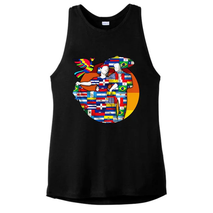 National Hispanic Heritage Month Flag Latino Costume Ladies Tri-Blend Wicking Tank