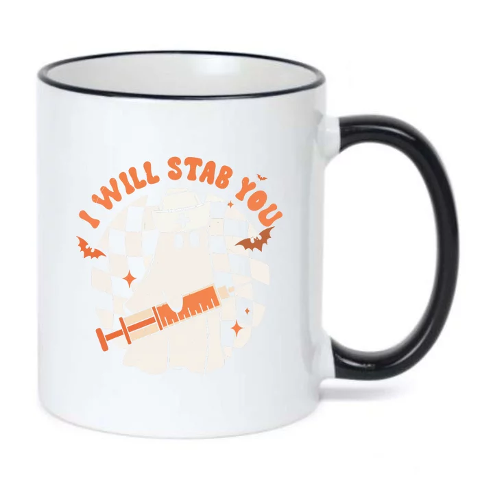 Nurse Halloween I Will Stab You Black Color Changing Mug