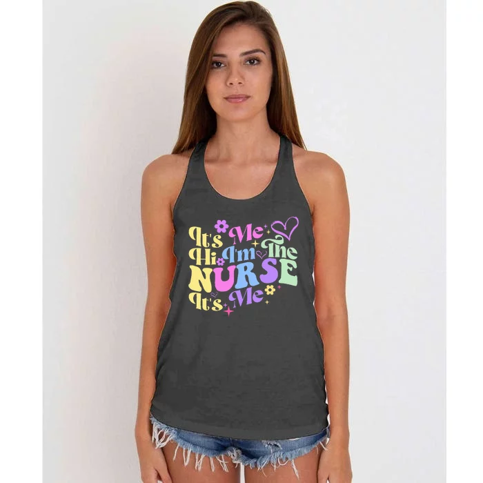 Nursing Humor Its Me Hi IM The Nurse Rn Er Nicu Lpn Women's Knotted Racerback Tank