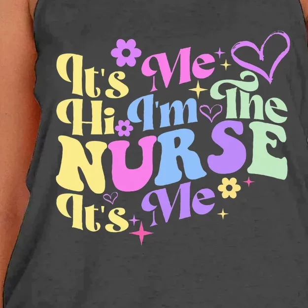 Nursing Humor Its Me Hi IM The Nurse Rn Er Nicu Lpn Women's Knotted Racerback Tank