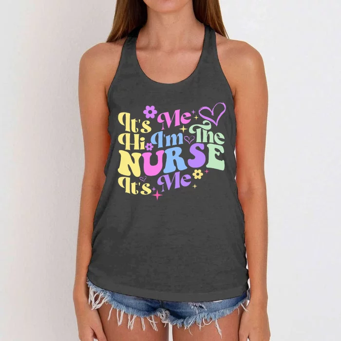 Nursing Humor Its Me Hi IM The Nurse Rn Er Nicu Lpn Women's Knotted Racerback Tank