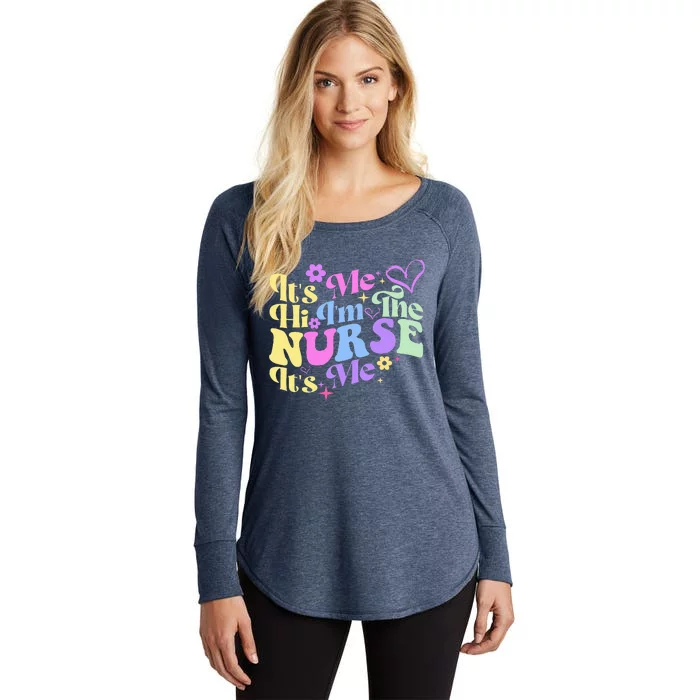 Nursing Humor Its Me Hi IM The Nurse Rn Er Nicu Lpn Women's Perfect Tri Tunic Long Sleeve Shirt