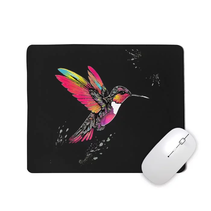 Neon Hummingbird In Flight Mousepad