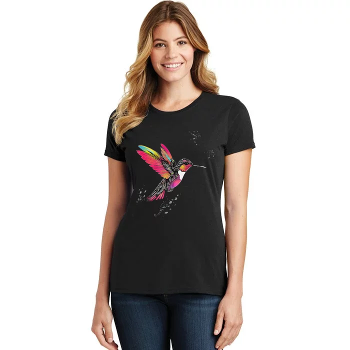 Neon Hummingbird In Flight Women's T-Shirt