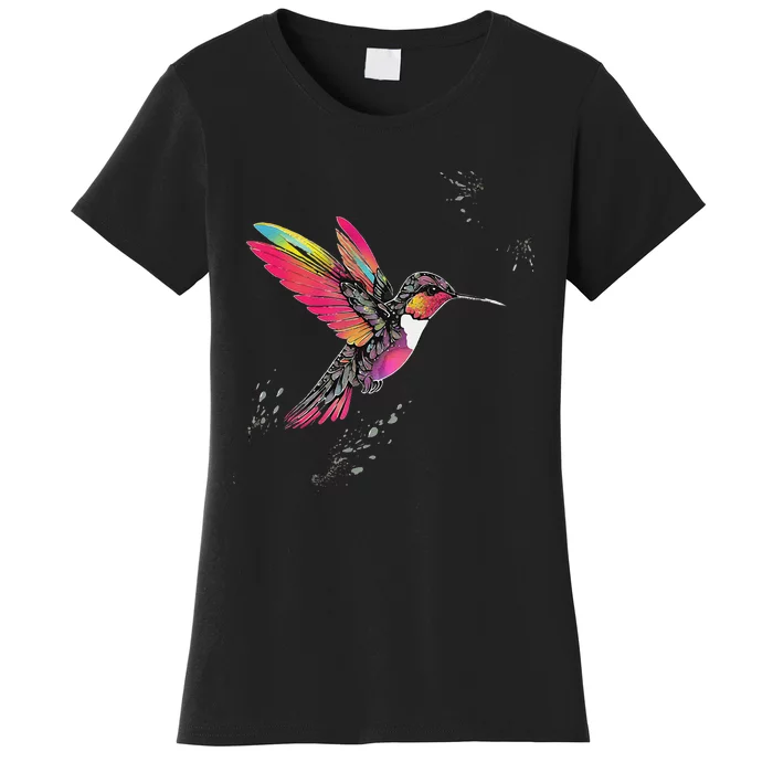 Neon Hummingbird In Flight Women's T-Shirt