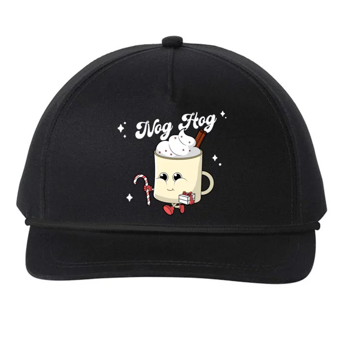 Nog Hog Kawaii Groovy Christmas Eggnog Made Me Retro Egg Nog Great Gift Snapback Five-Panel Rope Hat