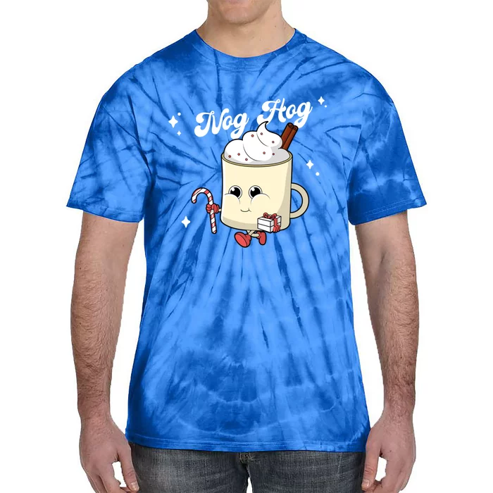 Nog Hog Kawaii Groovy Christmas Eggnog Made Me Retro Egg Nog Great Gift Tie-Dye T-Shirt