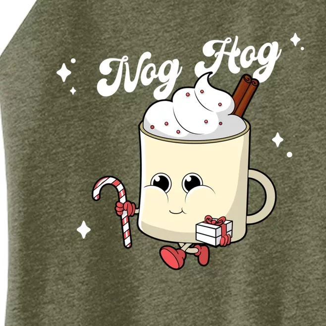 Nog Hog Kawaii Groovy Christmas Eggnog Made Me Retro Egg Nog Great Gift Women’s Perfect Tri Rocker Tank