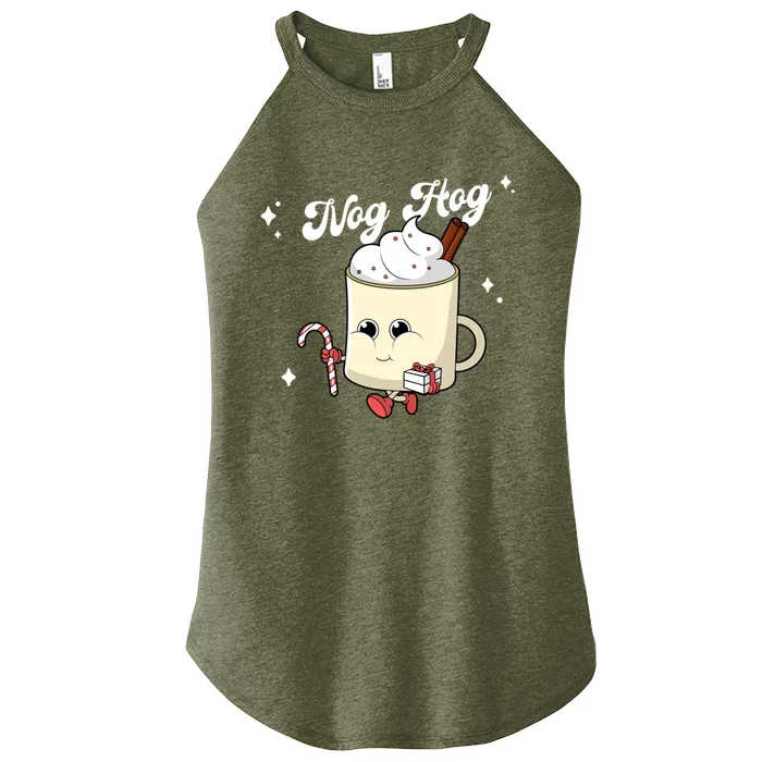 Nog Hog Kawaii Groovy Christmas Eggnog Made Me Retro Egg Nog Great Gift Women’s Perfect Tri Rocker Tank