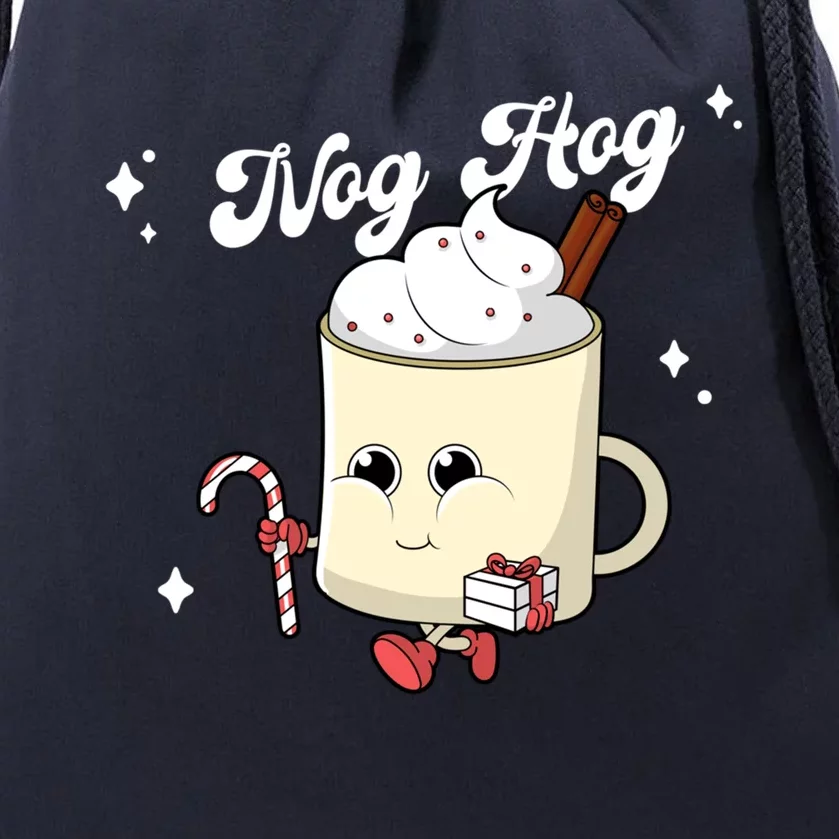 Nog Hog Kawaii Groovy Christmas Eggnog Made Me Retro Egg Nog Great Gift Drawstring Bag