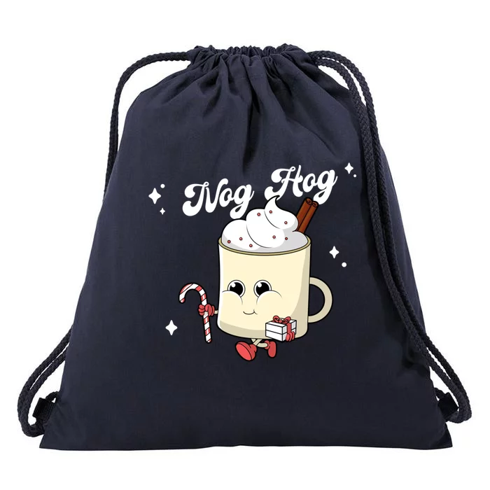 Nog Hog Kawaii Groovy Christmas Eggnog Made Me Retro Egg Nog Great Gift Drawstring Bag