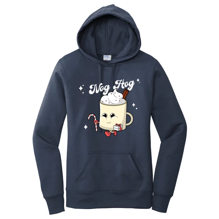 Nog Hog Kawaii Groovy Christmas Eggnog Made Me Retro Egg Nog Great Gift Women's Pullover Hoodie