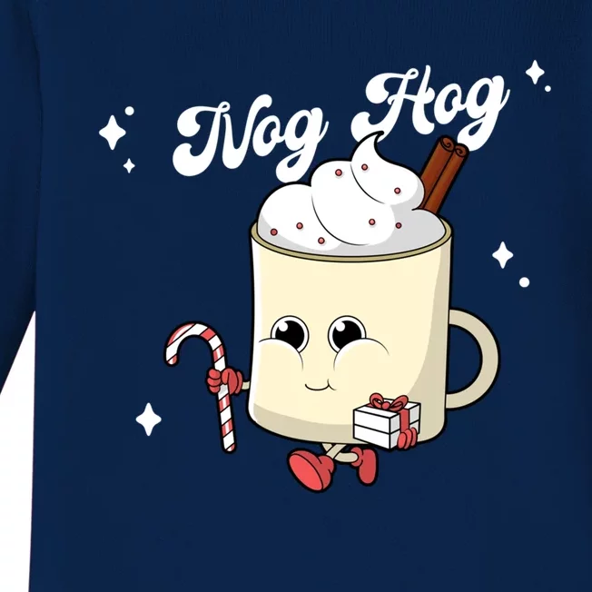 Nog Hog Kawaii Groovy Christmas Eggnog Made Me Retro Egg Nog Great Gift Baby Long Sleeve Bodysuit