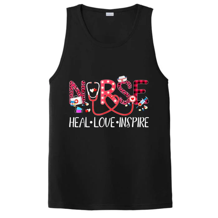 Nurse Heal Love Inspire Funny Gift Performance Tank