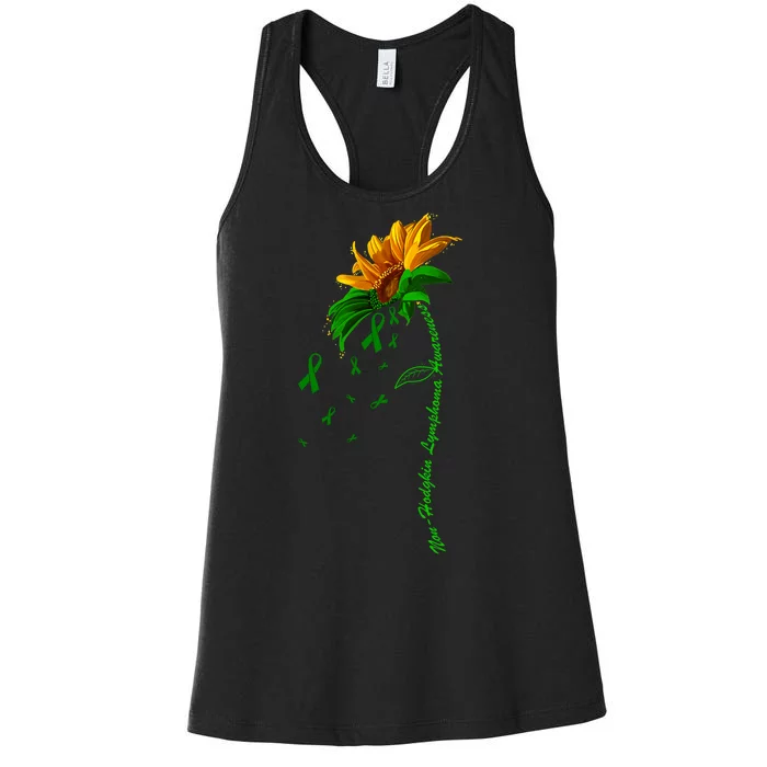 Non Hodgkin's Lymphoma Awareness Sunflower Women's Racerback Tank