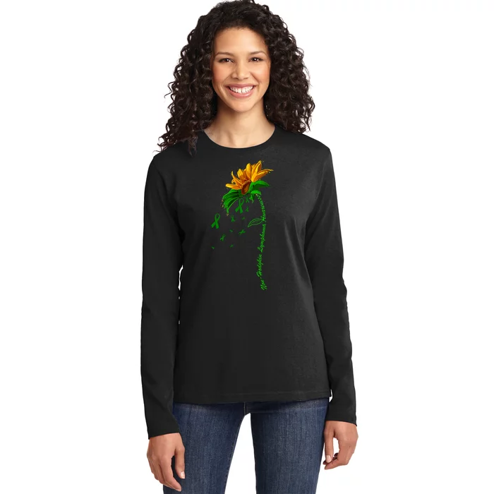 Non Hodgkin's Lymphoma Awareness Sunflower Ladies Long Sleeve Shirt