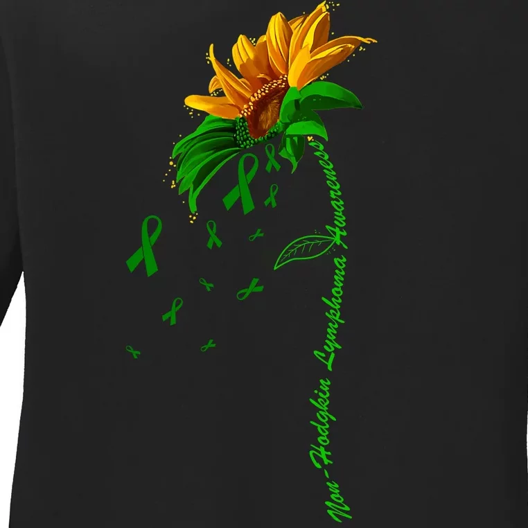 Non Hodgkin's Lymphoma Awareness Sunflower Ladies Long Sleeve Shirt