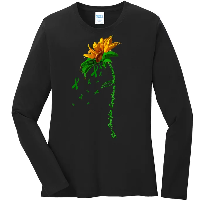 Non Hodgkin's Lymphoma Awareness Sunflower Ladies Long Sleeve Shirt