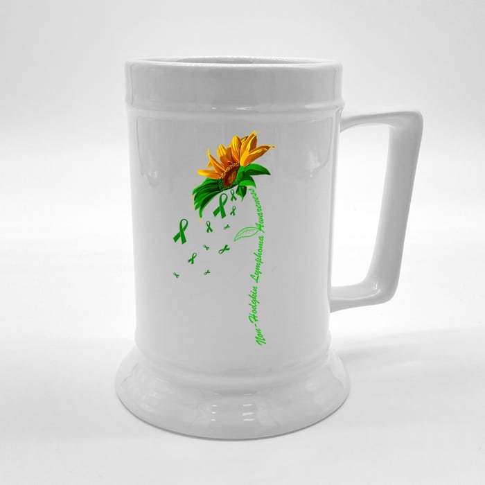 Non Hodgkin's Lymphoma Awareness Sunflower Front & Back Beer Stein