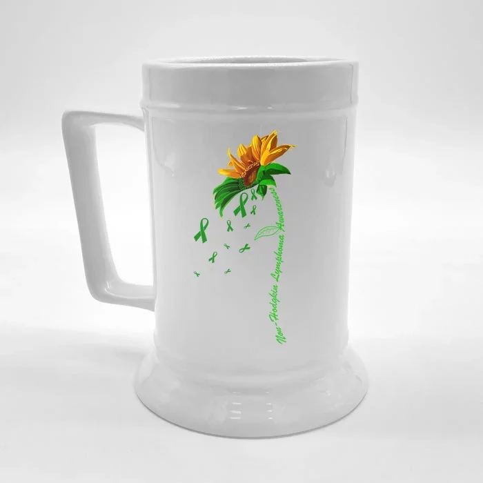 Non Hodgkin's Lymphoma Awareness Sunflower Front & Back Beer Stein