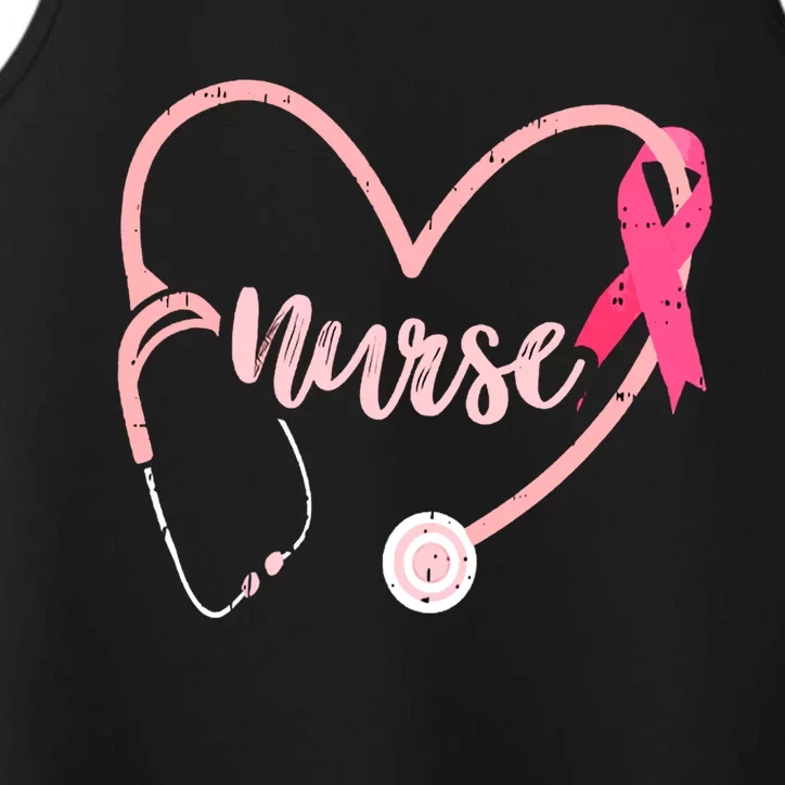 Nurse Heart Love Pink Ribbon Cute Breast Cancer Awareness Gift Performance Tank