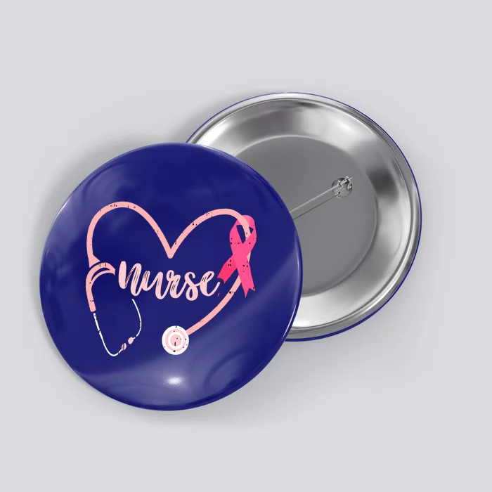 Nurse Heart Love Pink Ribbon Cute Breast Cancer Awareness Gift Button