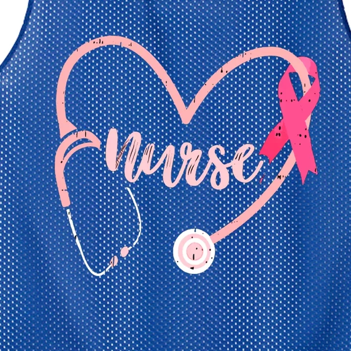 Nurse Heart Love Pink Ribbon Cute Breast Cancer Awareness Gift Mesh Reversible Basketball Jersey Tank