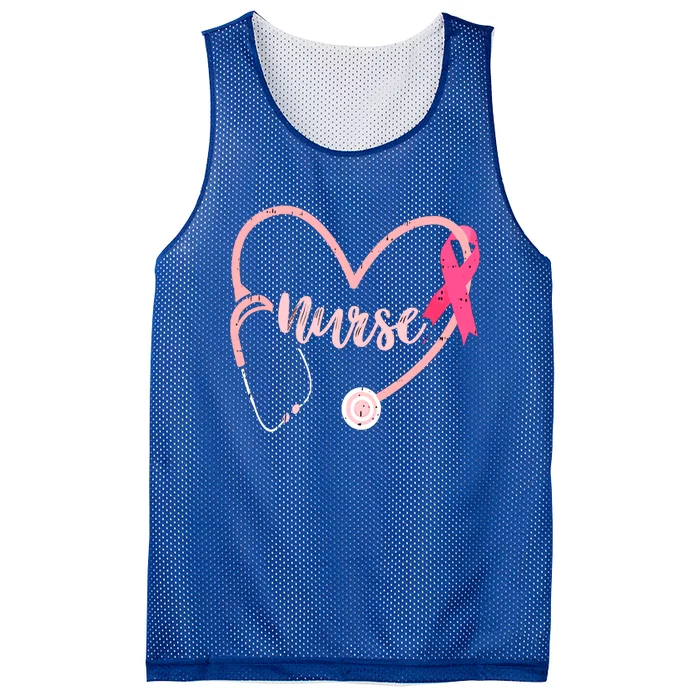 Nurse Heart Love Pink Ribbon Cute Breast Cancer Awareness Gift Mesh Reversible Basketball Jersey Tank