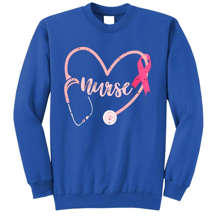 Nurse Heart Love Pink Ribbon Cute Breast Cancer Awareness Gift Tall Sweatshirt