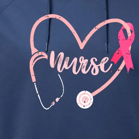 Nurse Heart Love Pink Ribbon Cute Breast Cancer Awareness Gift Performance Fleece Hoodie