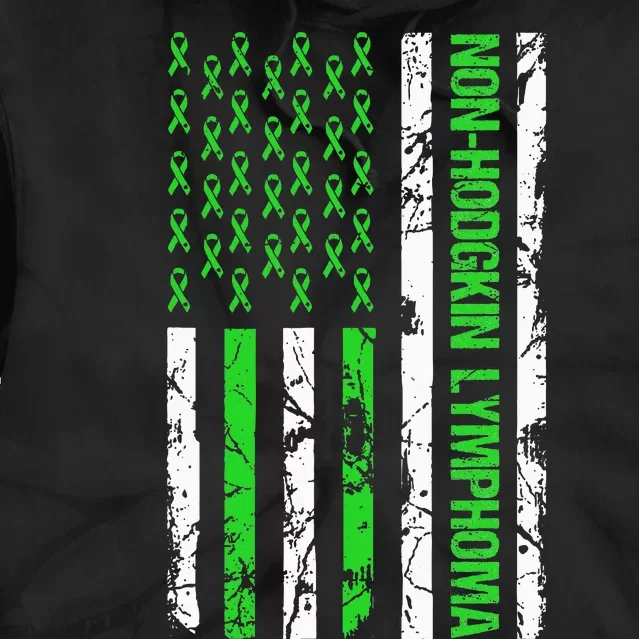 Non Hodgkin Lymphoma Flag Lime Green Ribbon Awareness Tie Dye Hoodie