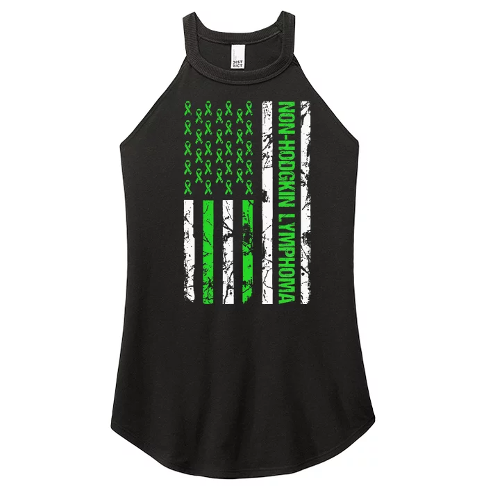 Non Hodgkin Lymphoma Flag Lime Green Ribbon Awareness Women’s Perfect Tri Rocker Tank