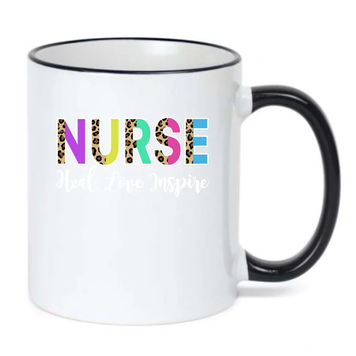 Nurse Heal Love Inspire Nursing Medical Rn Cheetah Nurses Gift Black Color Changing Mug