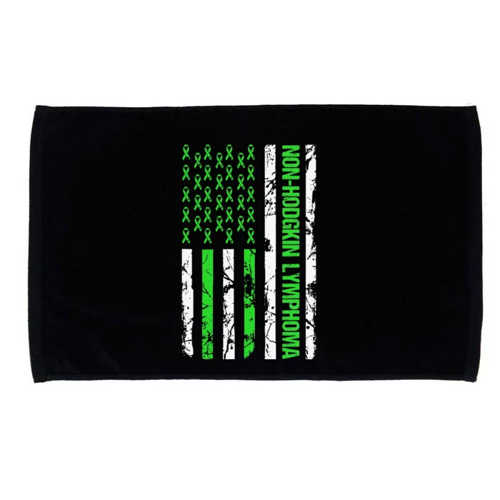 Non Hodgkin Lymphoma Flag Lime Green Ribbon Awareness Microfiber Hand Towel