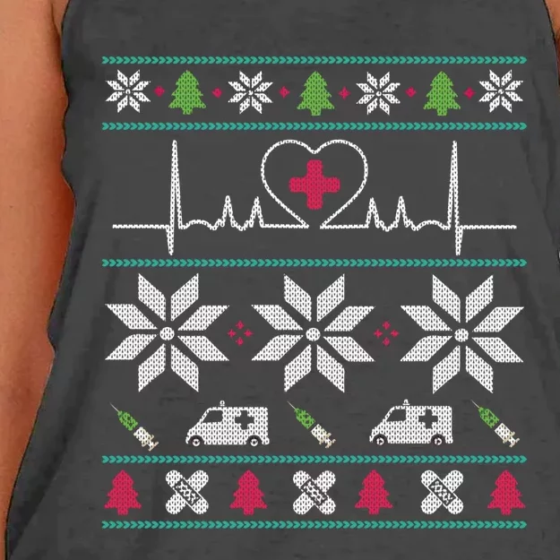 Nurse Heartbeat Meaningful Giftugly Christmas Design Nurse Gift Women's Knotted Racerback Tank