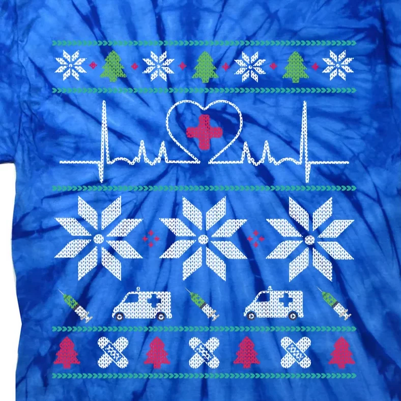 Nurse Heartbeat Meaningful Giftugly Christmas Design Nurse Gift Tie-Dye T-Shirt