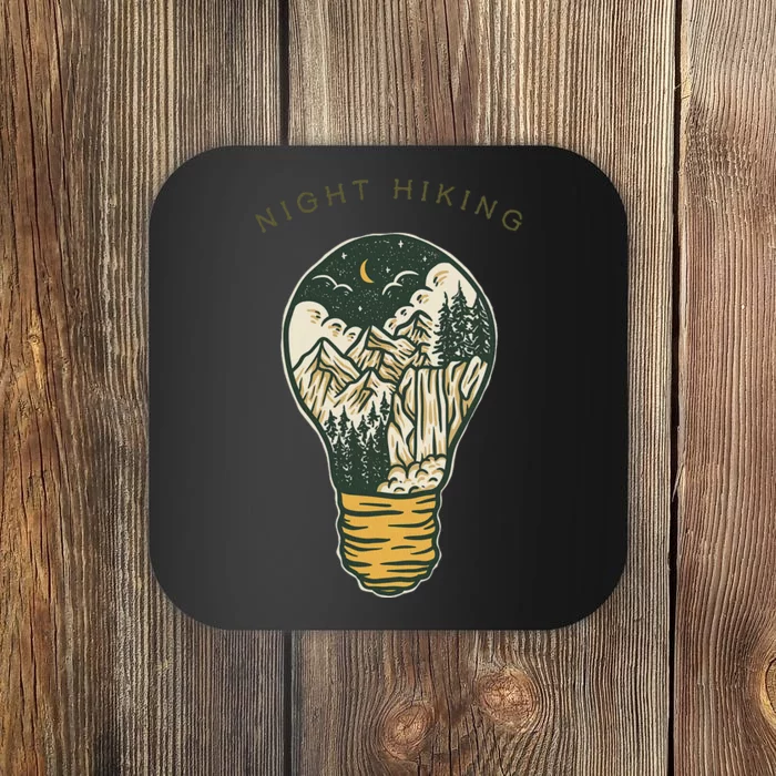 Night Hiking Mountain And Night Sky Graphic Design Coaster