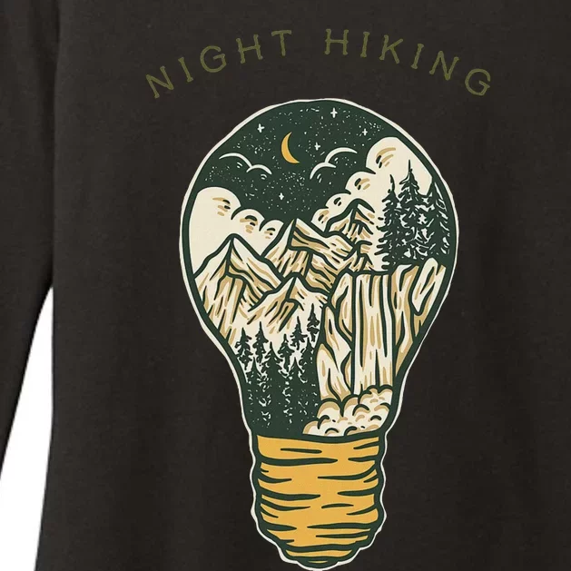 Night Hiking Mountain And Night Sky Graphic Design Womens CVC Long Sleeve Shirt