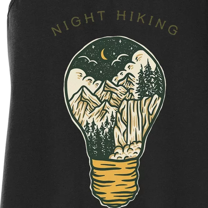 Night Hiking Mountain And Night Sky Graphic Design Women's Racerback Tank