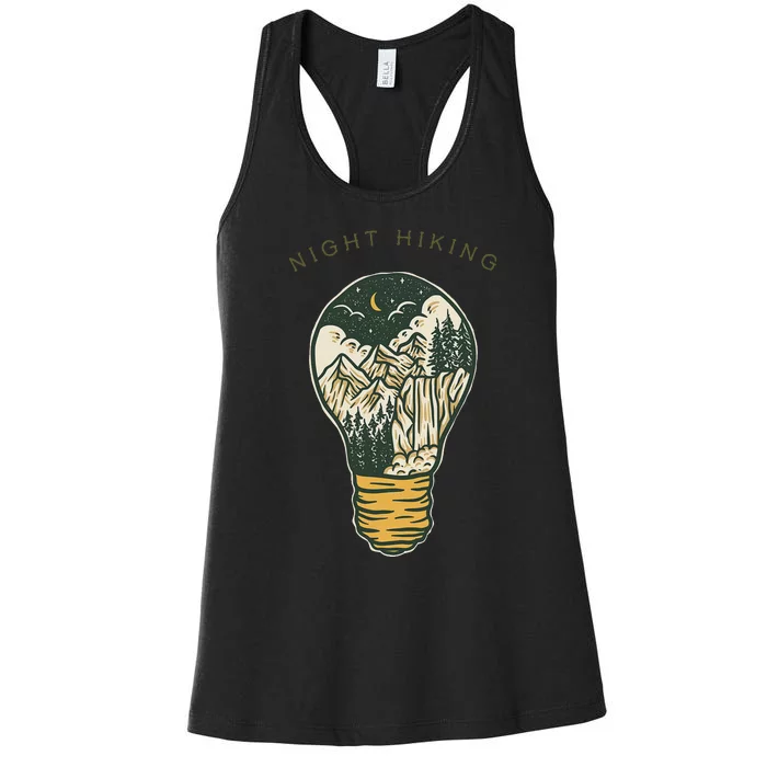 Night Hiking Mountain And Night Sky Graphic Design Women's Racerback Tank