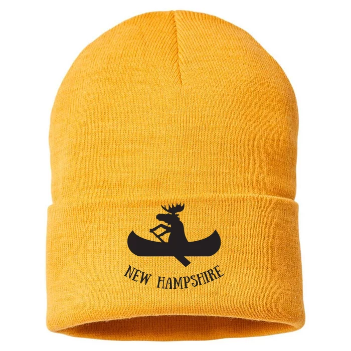 New Hampshire Moose Canoe Vacation Sustainable Knit Beanie