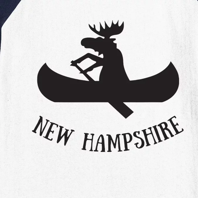 New Hampshire Moose Canoe Vacation Baseball Sleeve Shirt