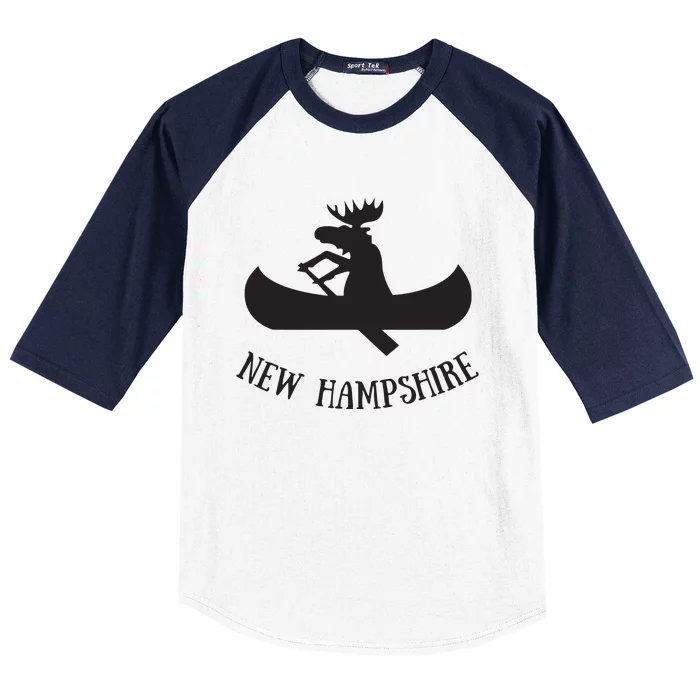 New Hampshire Moose Canoe Vacation Baseball Sleeve Shirt