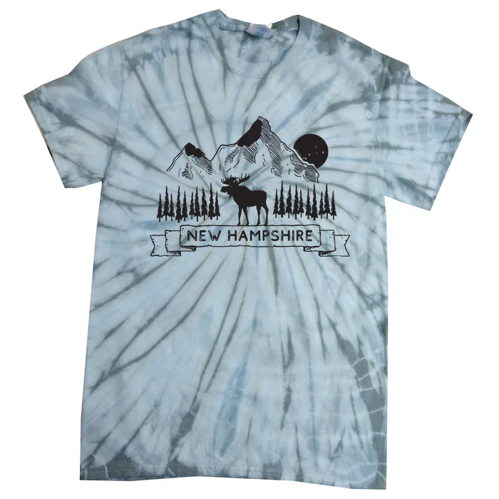 New Hampshire Mountain Moose Cool New Hampshire Gift Tie-Dye T-Shirt